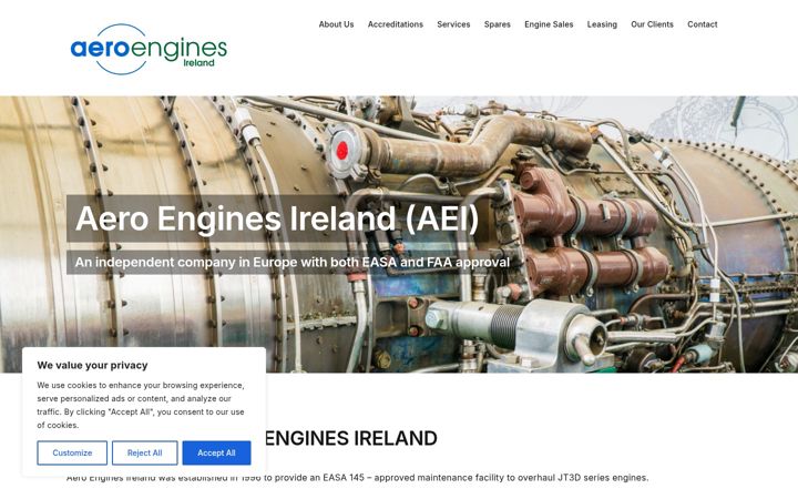 Skjámynd af aeroengines.ie