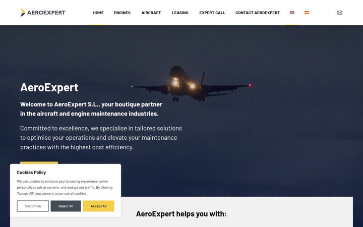 Snímek obrazovky aeroexpert.es