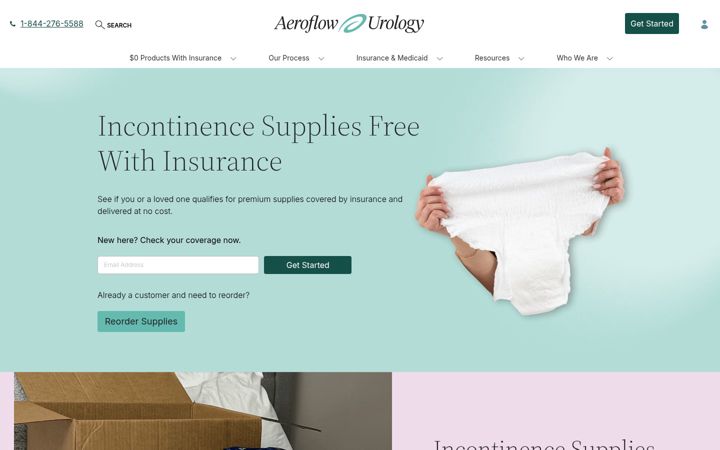 Kuvakaappaus sivustosta aeroflowurology.com