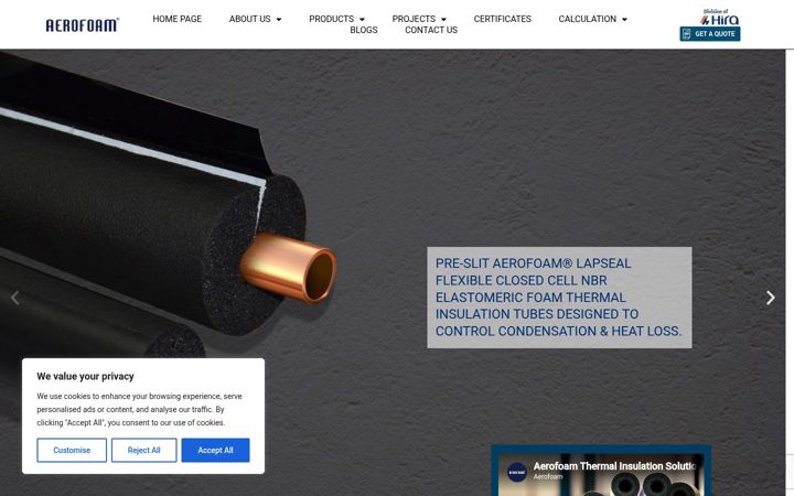 Screenshot of aerofoam.ae