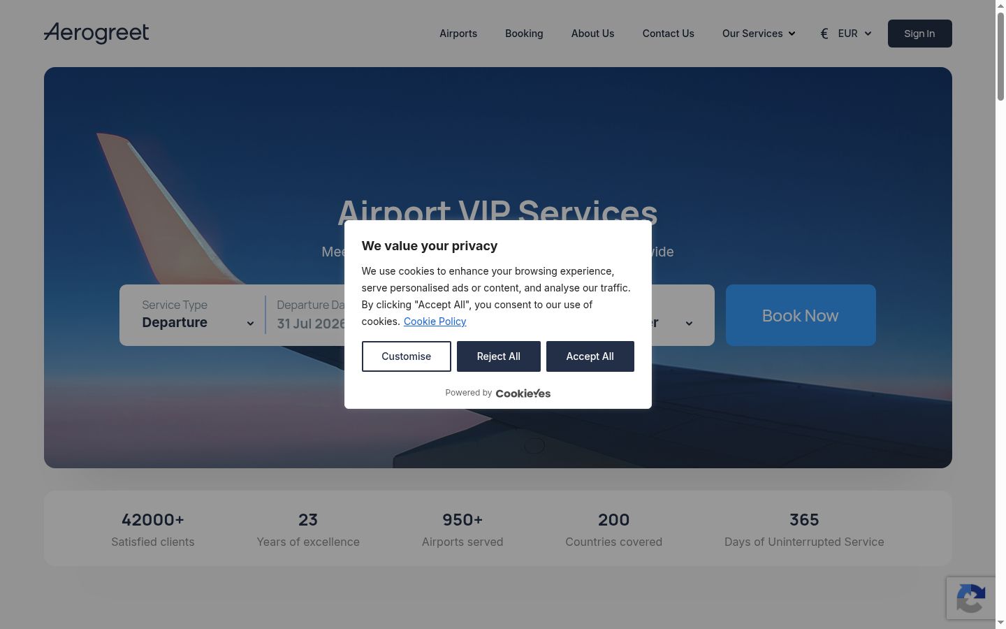 Screenshot of the consent banner shown before any interaction