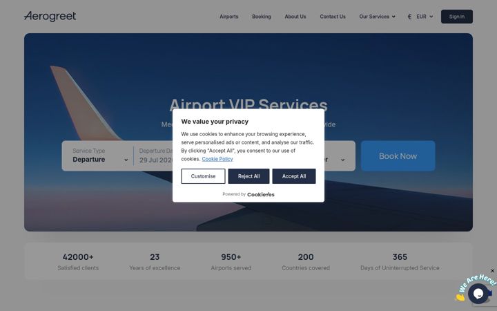 Screenshot of aerogreet.com