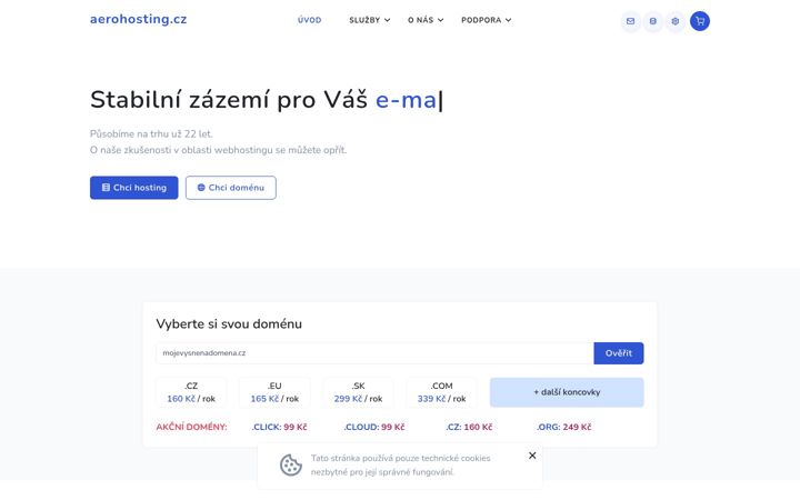 Screenshot of aerohosting.cz