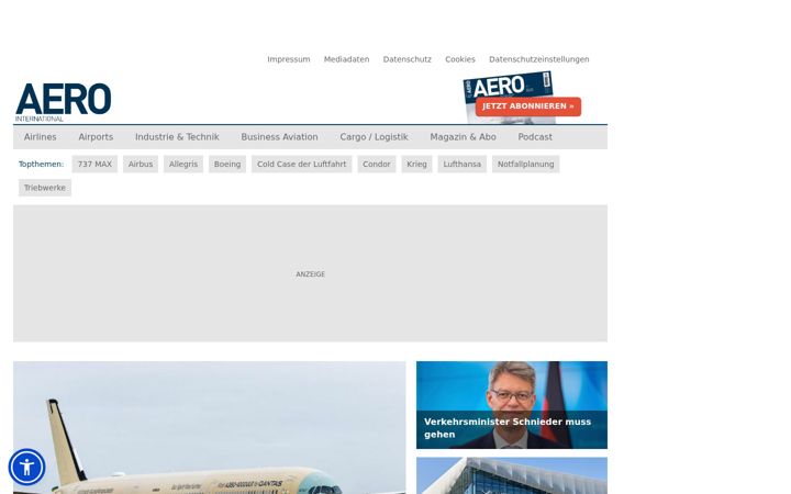 Screenshot von aerointernational.de