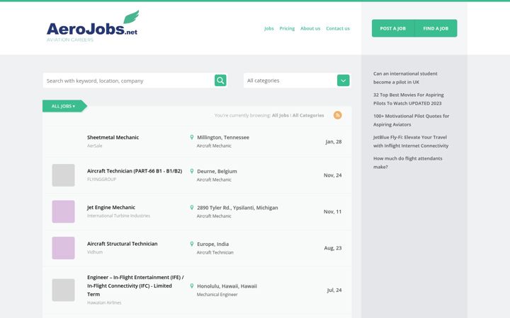 Screenshot of aerojobs.net