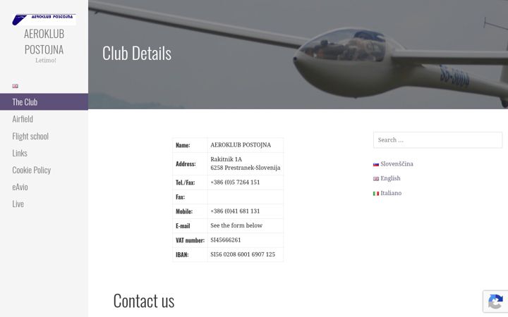 Screenshot του aeroklub-postojna.si