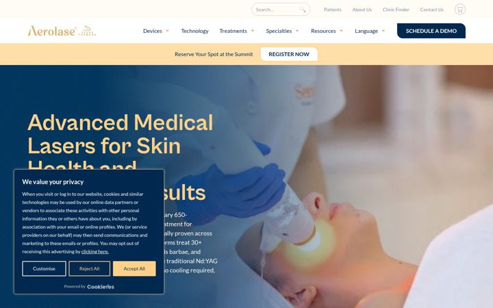 Screenshot of aerolase.com
