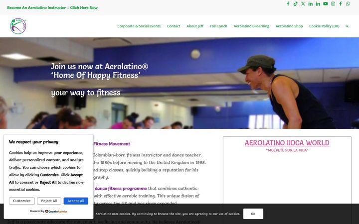 Skärmbild av aerolatino.co.uk