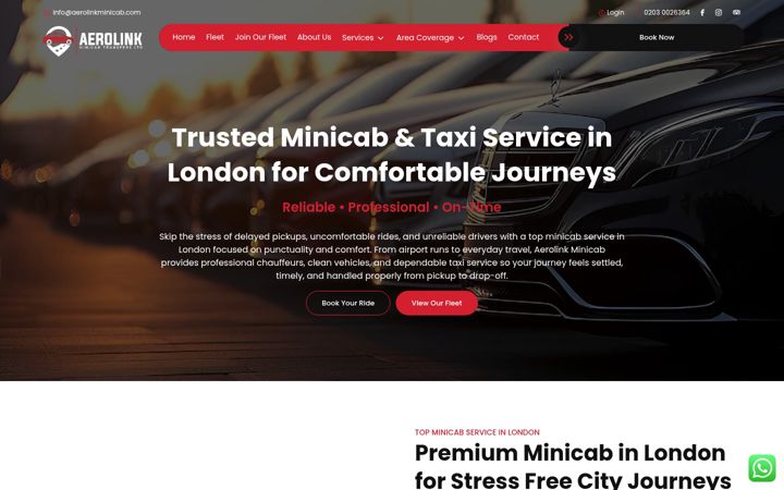 Screenshot of aerolinkminicab.com