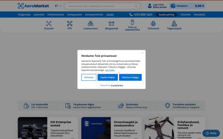 Screenshot of aeromarket.ee