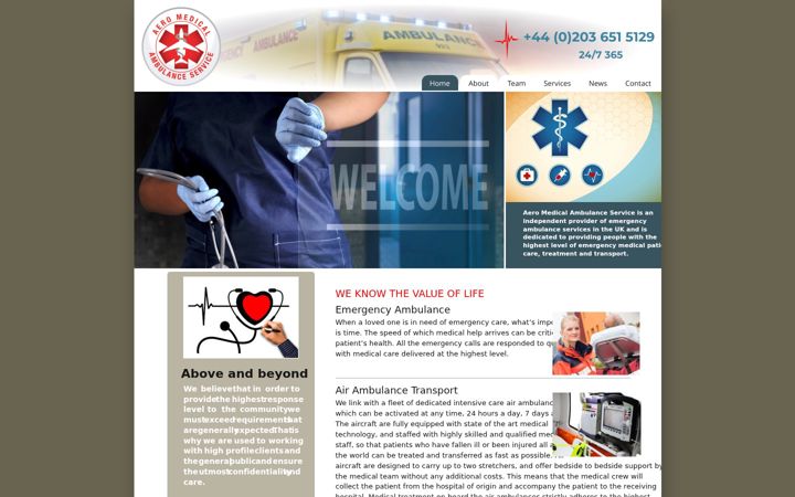 Screenshot of aeromedicalambulance.com