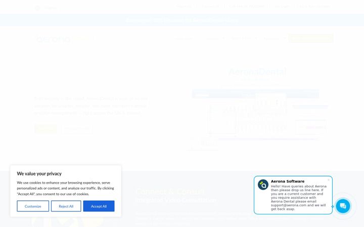 Screenshot von aerona.com