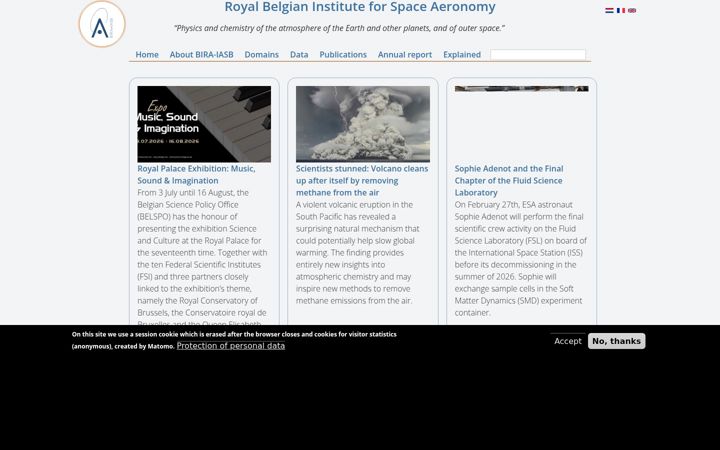 Screenshot of aeronomie.be