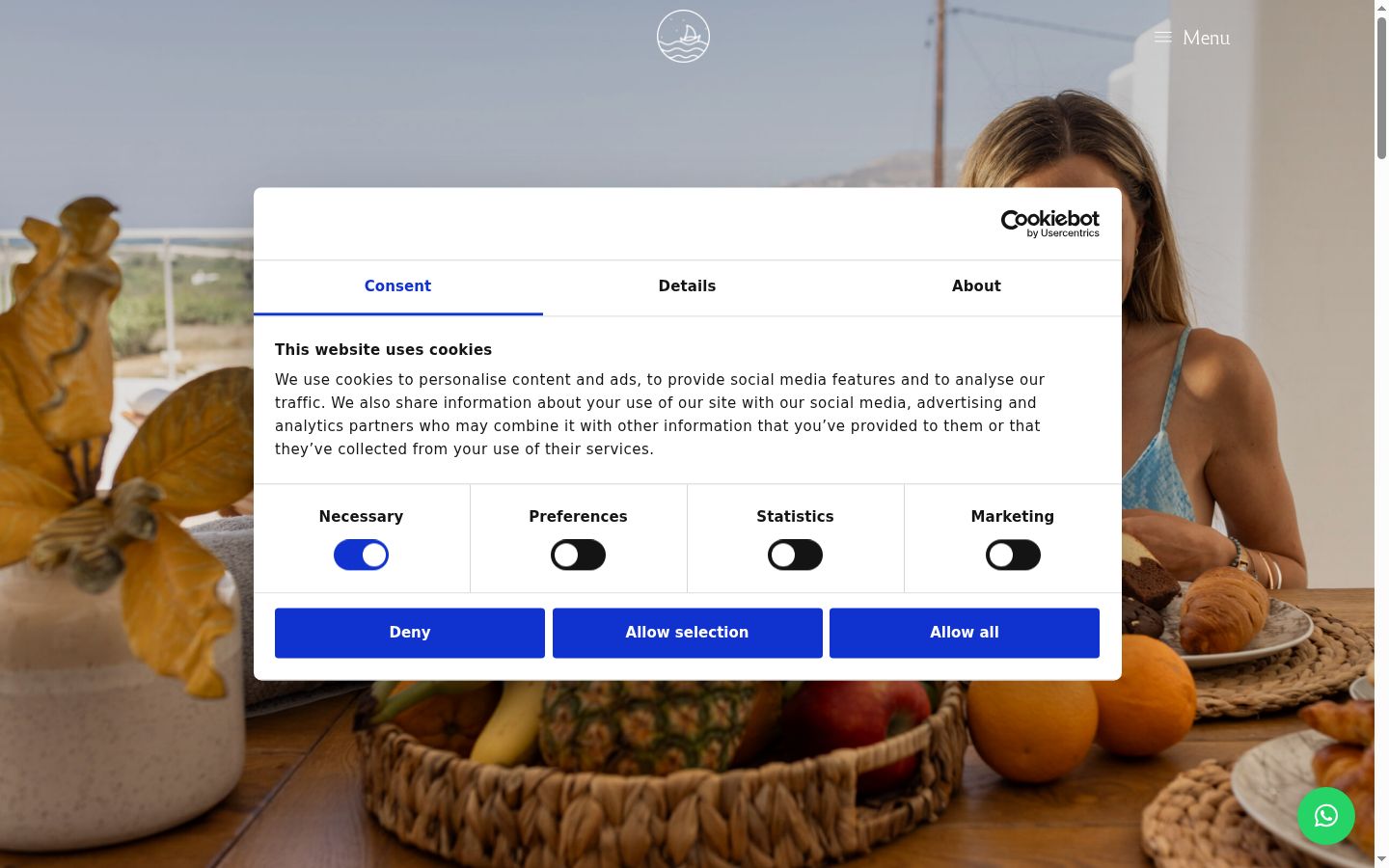 Screenshot of the consent banner shown before any interaction