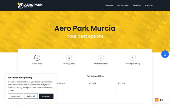 Screenshot von aeroparkcorvera.com