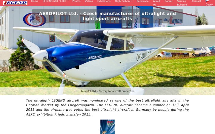 Screenshot of aeropilotcz.com