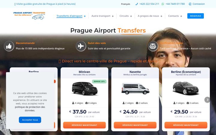 Snímek obrazovky aeroport-prague.fr