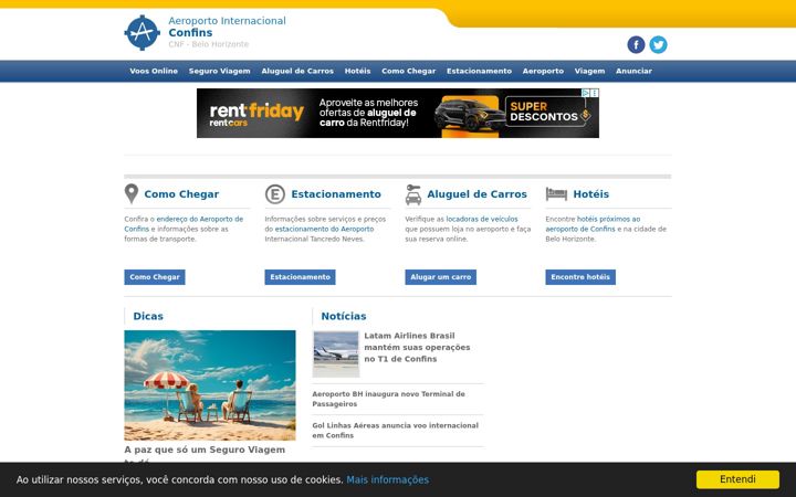 Snímek obrazovky aeroportoconfins.net