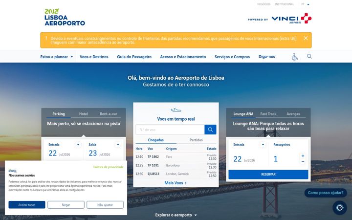 Zrzut ekranu aeroportolisboa.pt