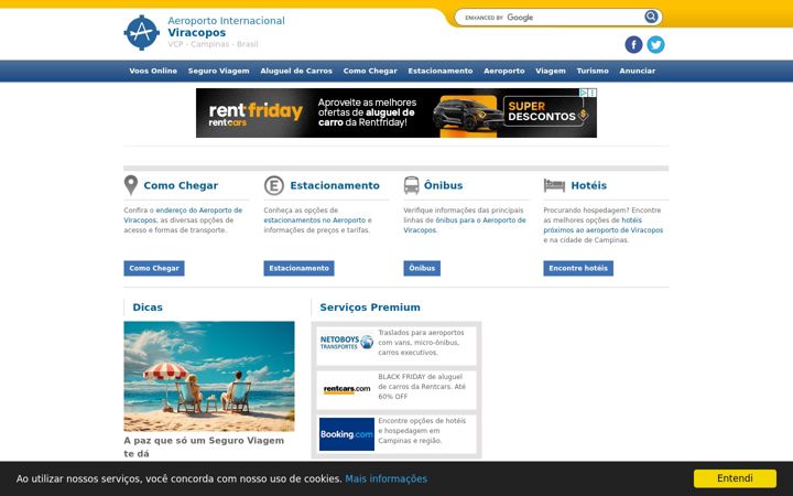 Skærmbillede af aeroportoviracopos.net