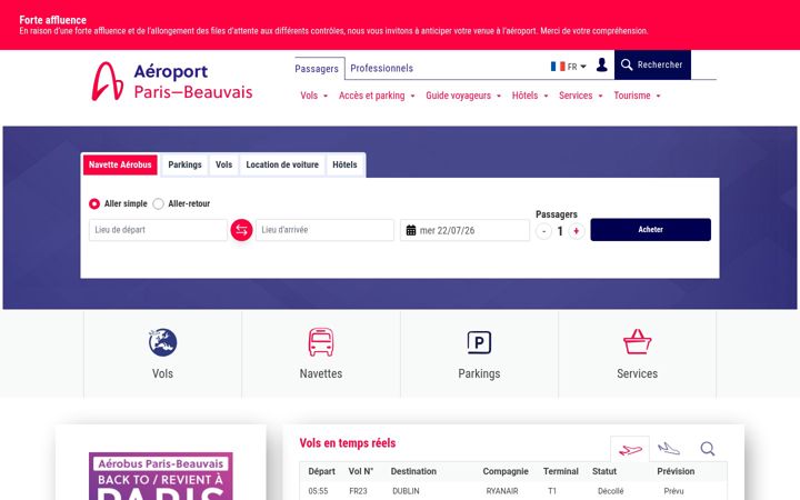 Screenshot of aeroportparisbeauvais.com