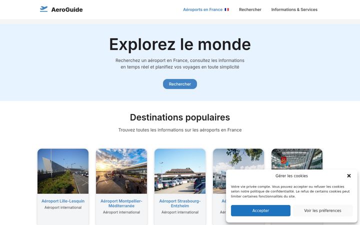 Skærmbillede af aeroports-france.fr