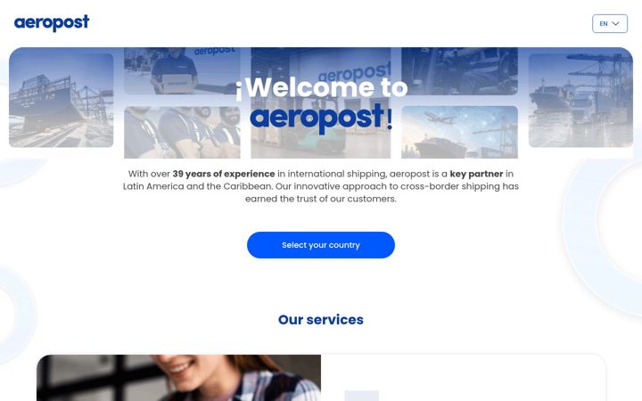 Screenshot of aeropost.com