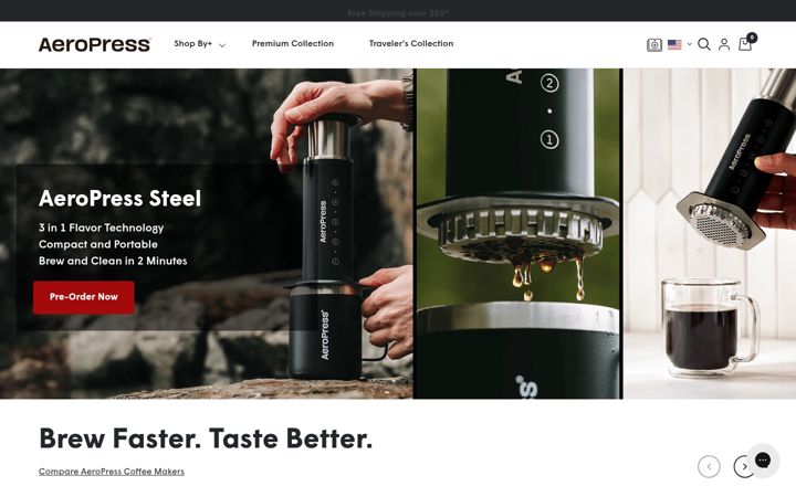 Screenshot of aeropress.com