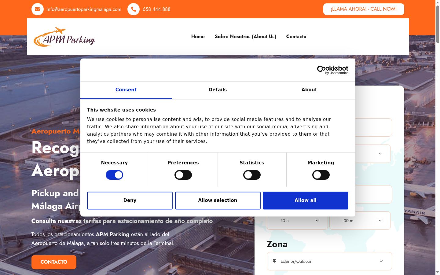 Screenshot del banner di consenso mostrato prima di qualsiasi interazione