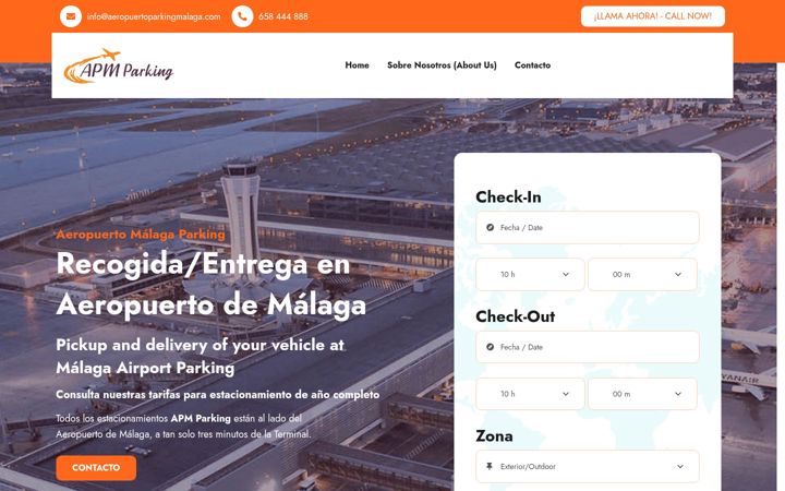 Screenshot di aeropuertoparkingmalaga.com
