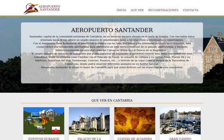 Screenshot of aeropuertosantander.com