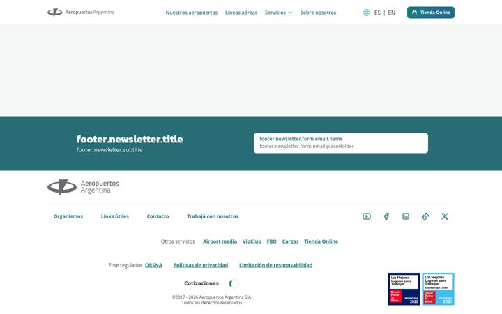 Screenshot of aeropuertosargentina.com