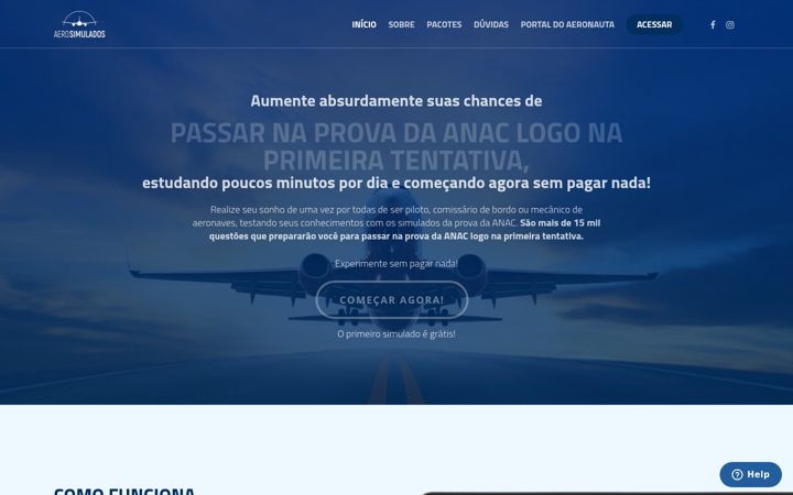Screenshot of aerosimulados.com.br