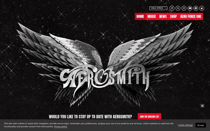 Screenshot of aerosmith.com