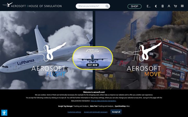 Screenshot of aerosoft.com