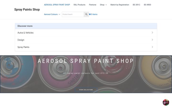 Screenshot van aerosolspraypaint.co.uk