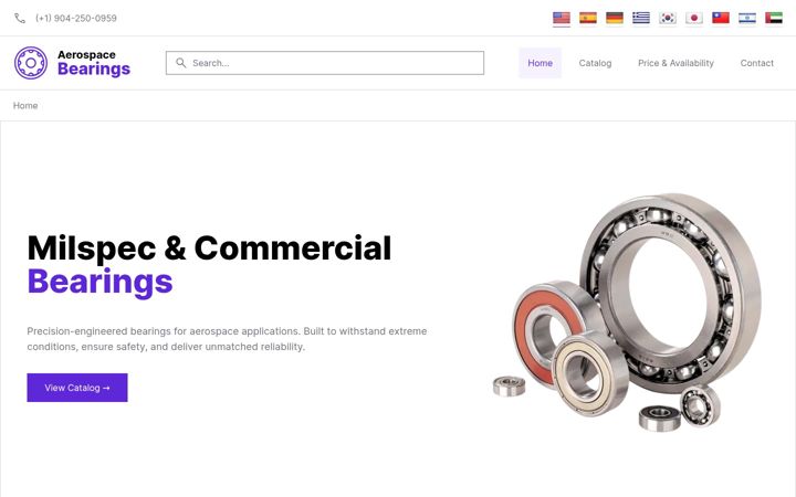 Screenshot of aerospace-bearing.com