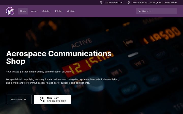 Screenshot of aerospace-communications.com