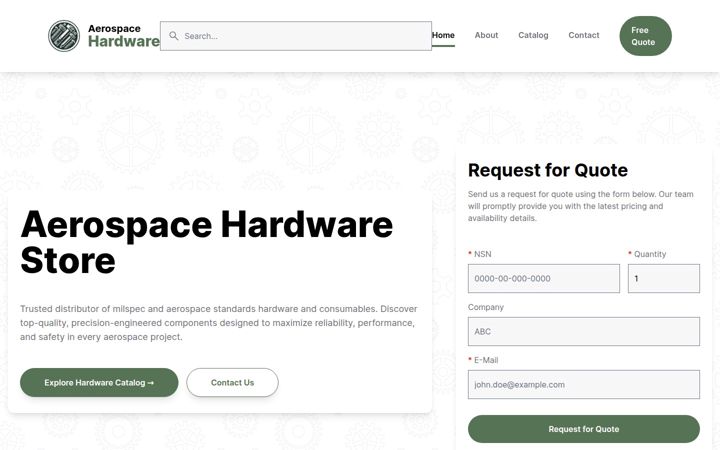 Screenshot of aerospace-hardware.parts
