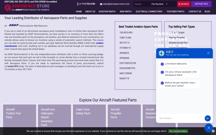 Screenshot of aerospace-store.com