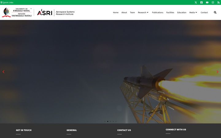 Skärmbild av aerospace.ukzn.ac.za