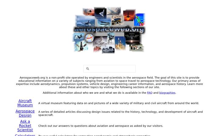 Screenshot of aerospaceweb.org