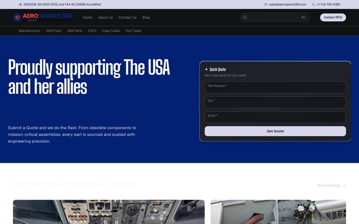 Screenshot of aerospares360.com