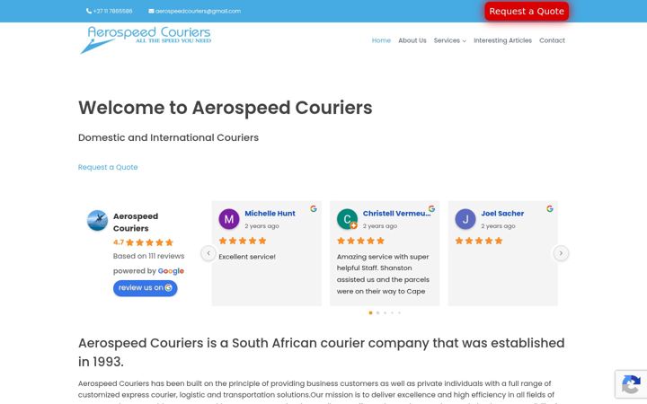 Skärmbild av aerospeed.co.za