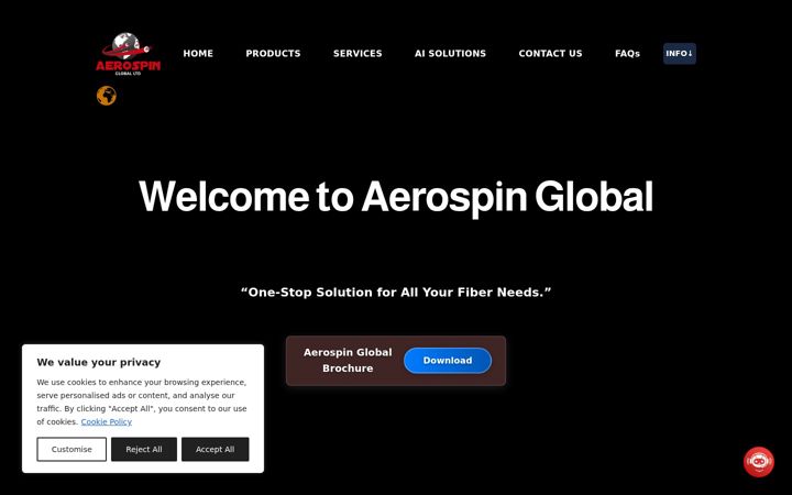 Ekraanipilt saidist aerospinglobal.com