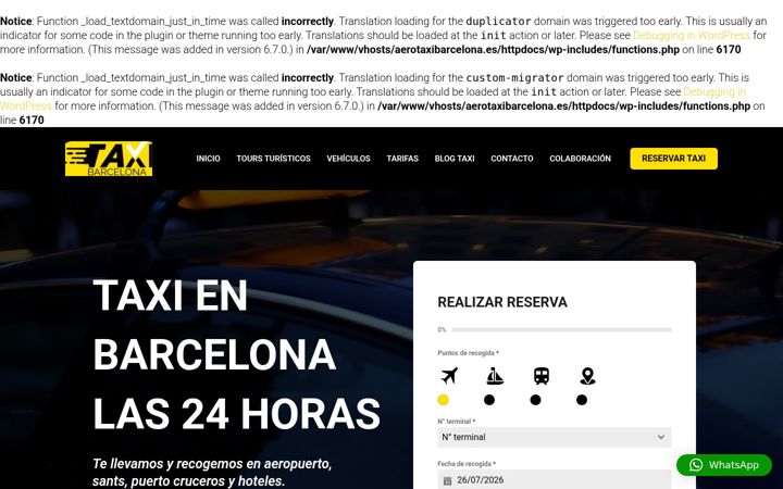 Captură de ecran a aerotaxibarcelona.es