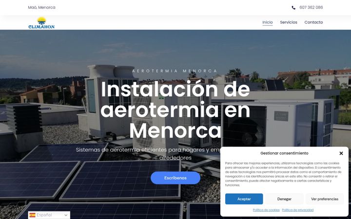 Screenshot of aerotermiamenorca.com