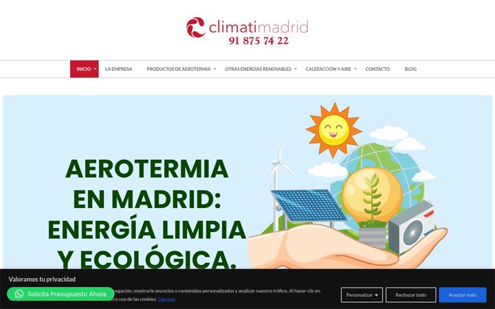 Ekraanipilt saidist aerotermiasmadrid.com
