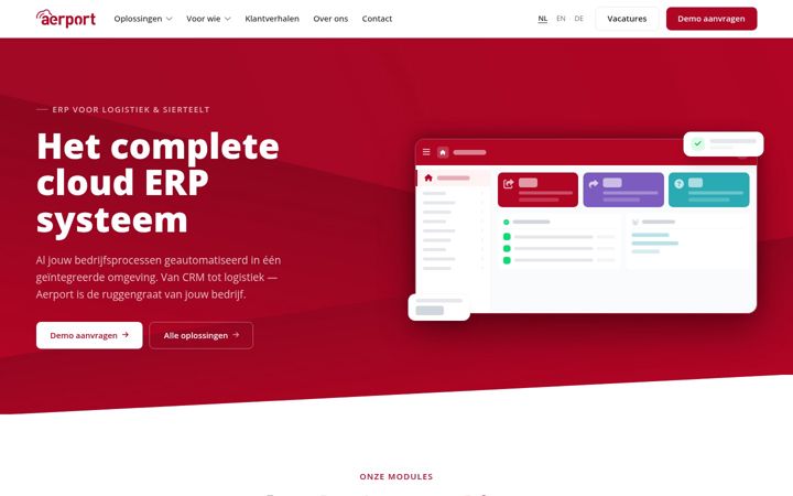 Screenshot of aerport.nl