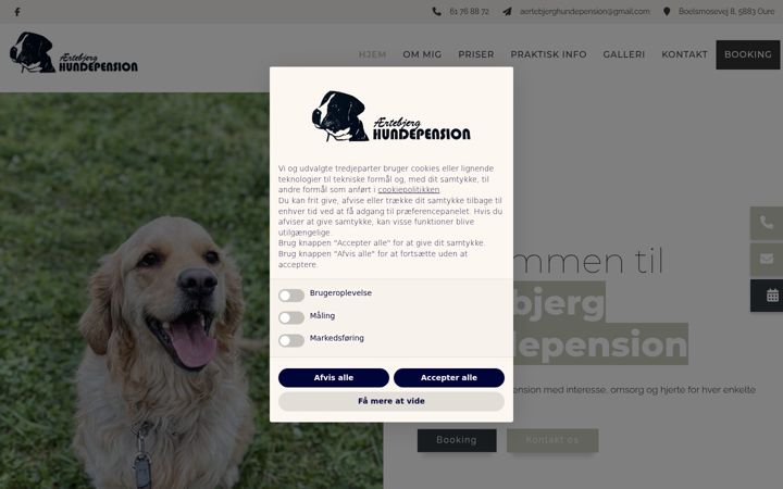 Screenshot of aertebjerghundepension.dk